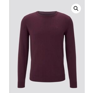 Tom Tailor – Fine striped Sweater (Round Neck) Size Medium Burgandy & black